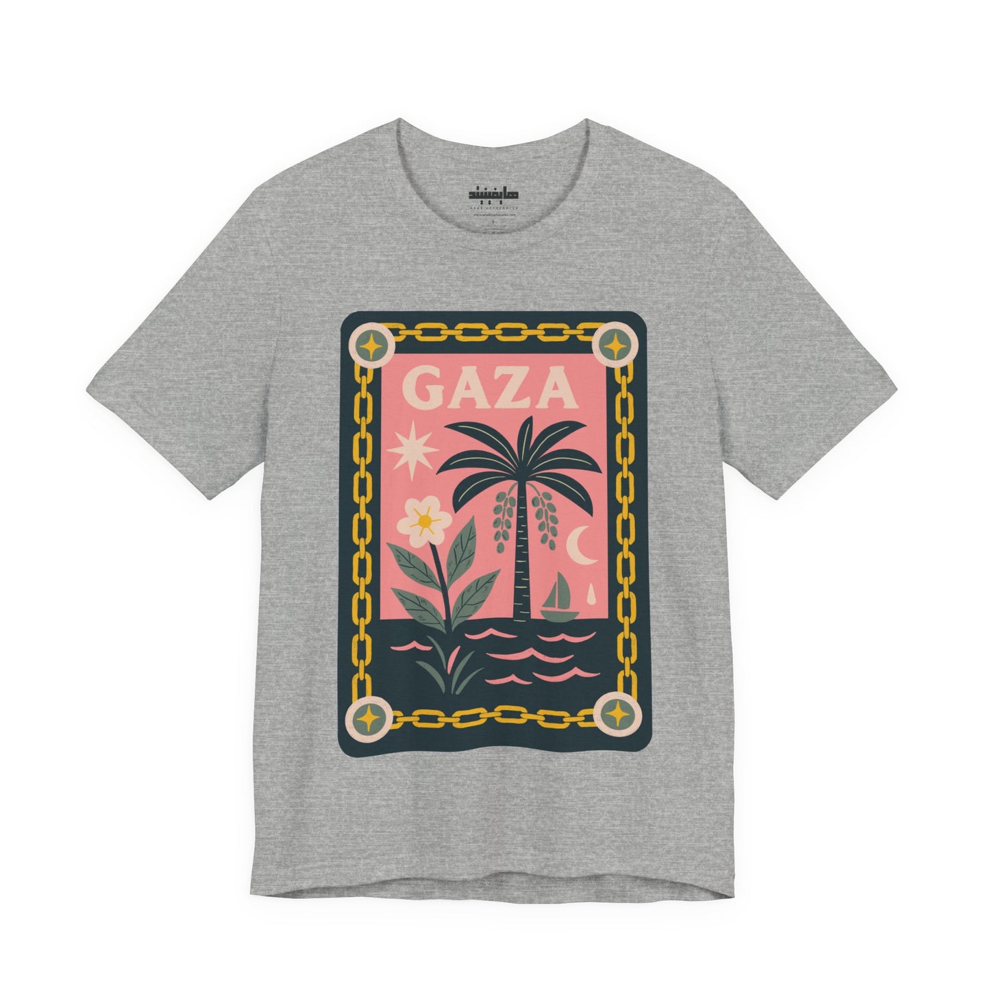 Gaza 'Break the Chains' Cotton Tee - Navy Artwork