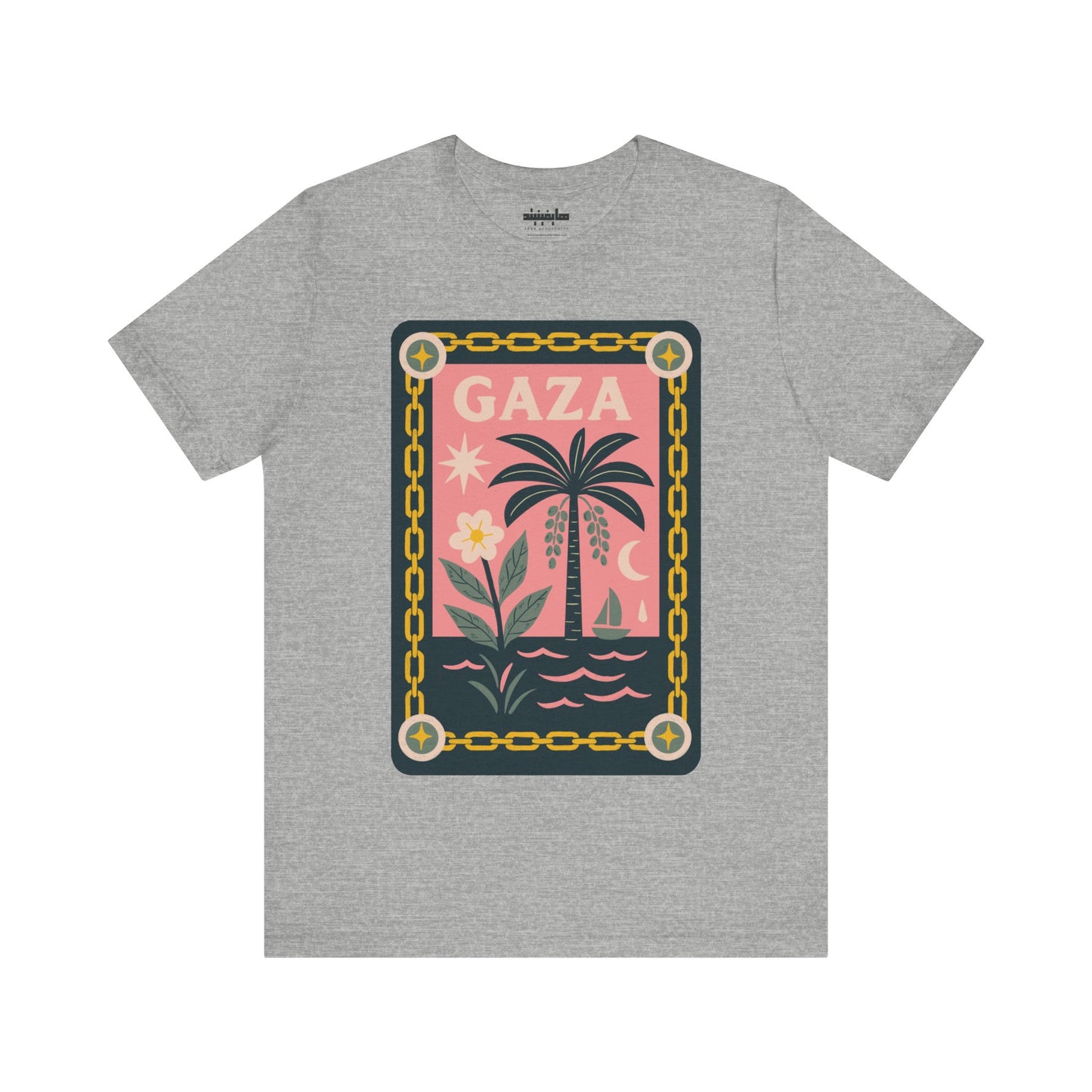 Gaza 'Break the Chains' Cotton Tee - Navy Artwork