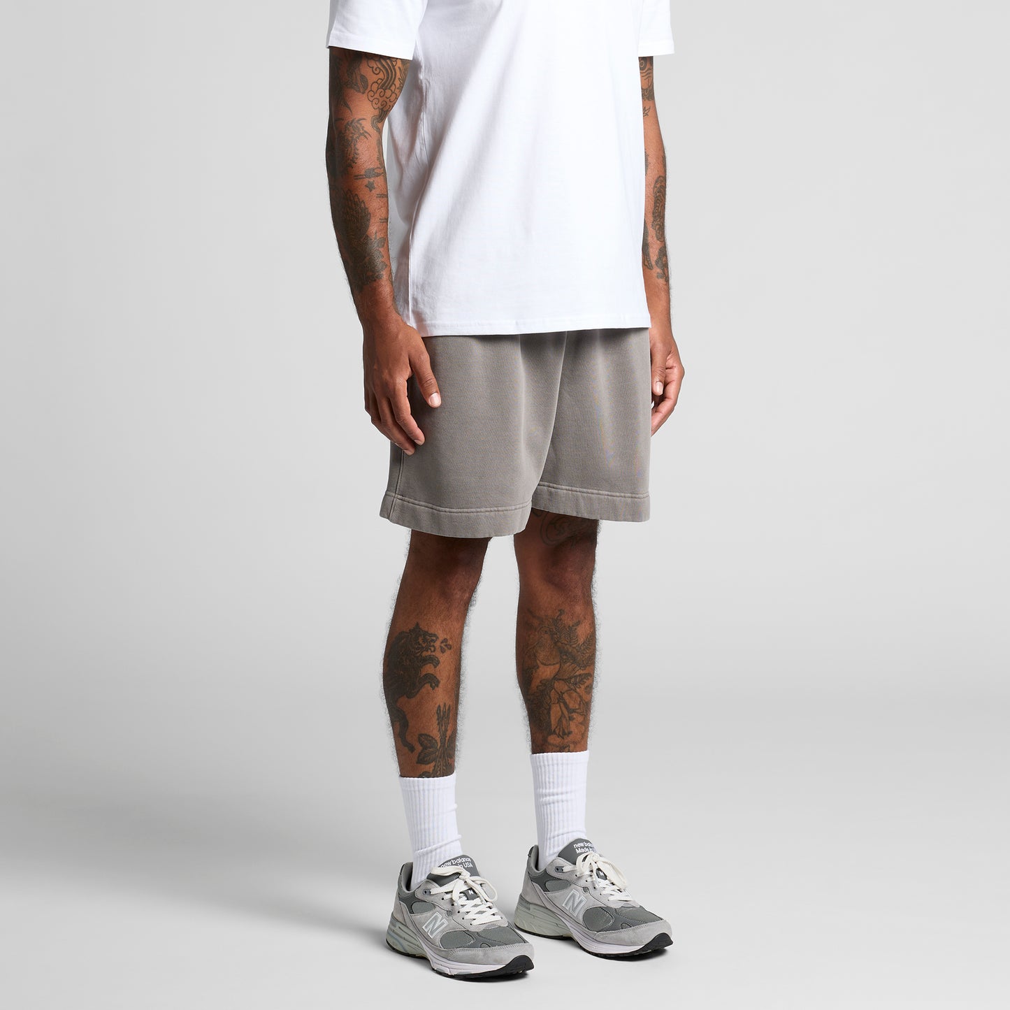 Men's Relaxed Faded Shorts 18" | Baladna 81 | Embroidered