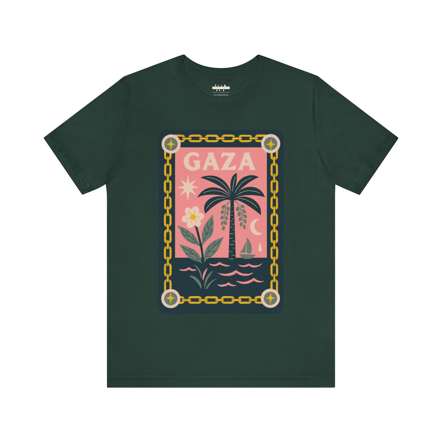 Gaza 'Break the Chains' Cotton Tee - Navy Artwork